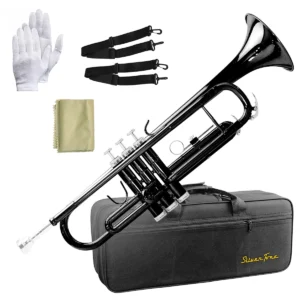Trompeta en Si bemol Silvertone SLTP009 3BK color negro laqueado con doble llave