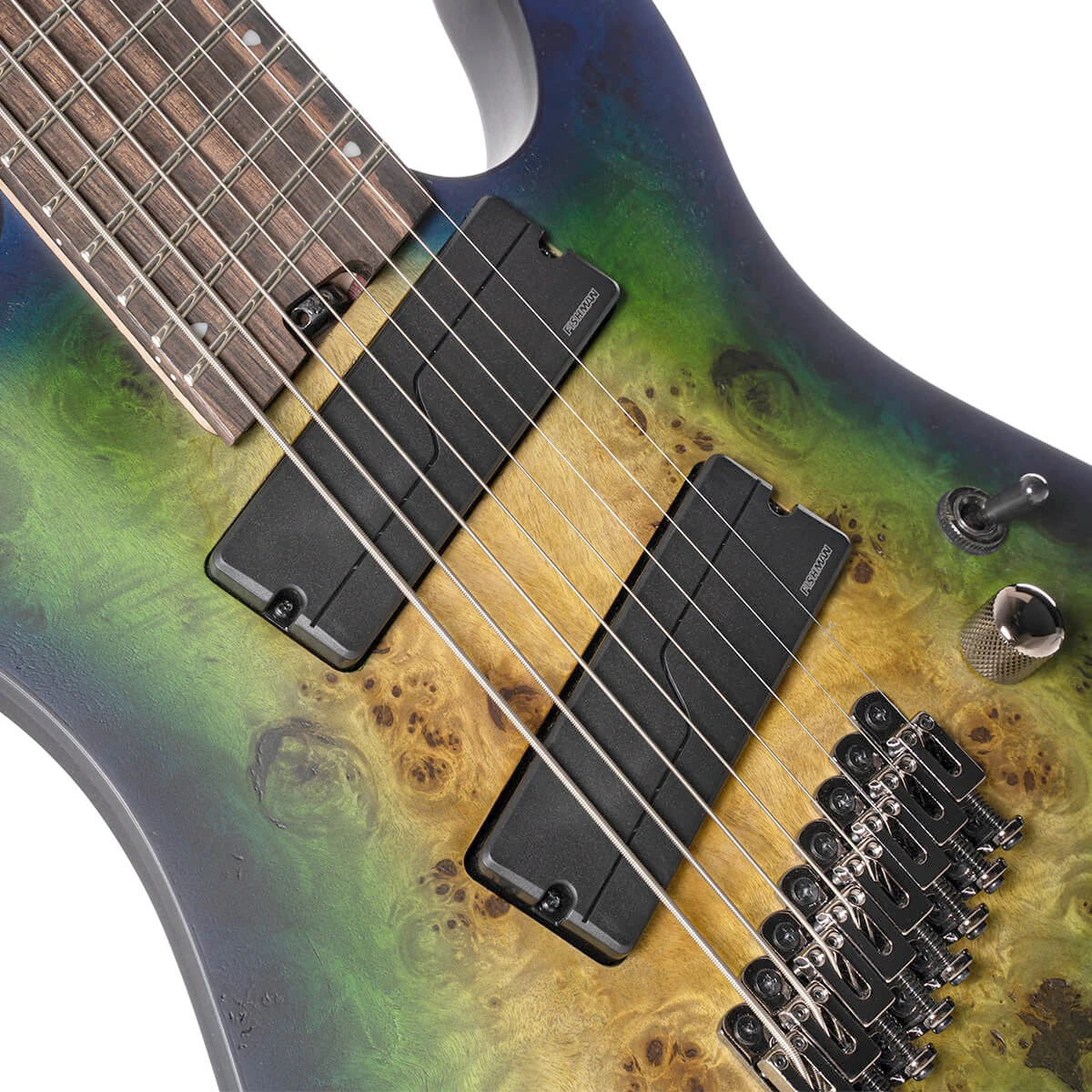 Guitarra eléctrica de 8 cuerdas Cort KX508 Multi Scale II Mariana Blue Burst