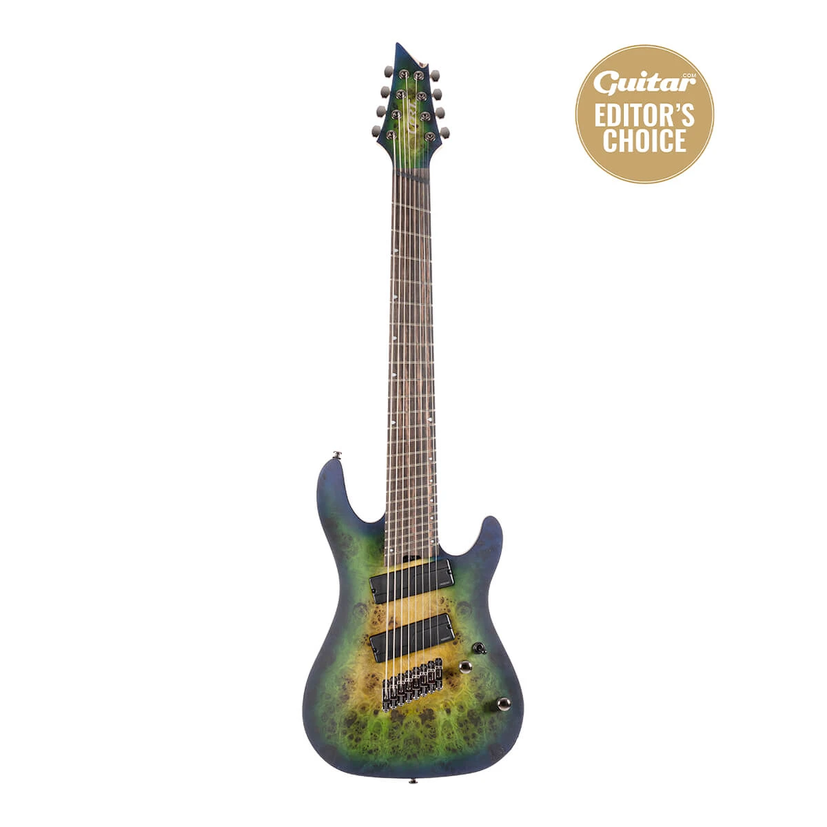 Guitarra eléctrica de 8 cuerdas Cort KX508 Multi Scale II Mariana Blue Burst