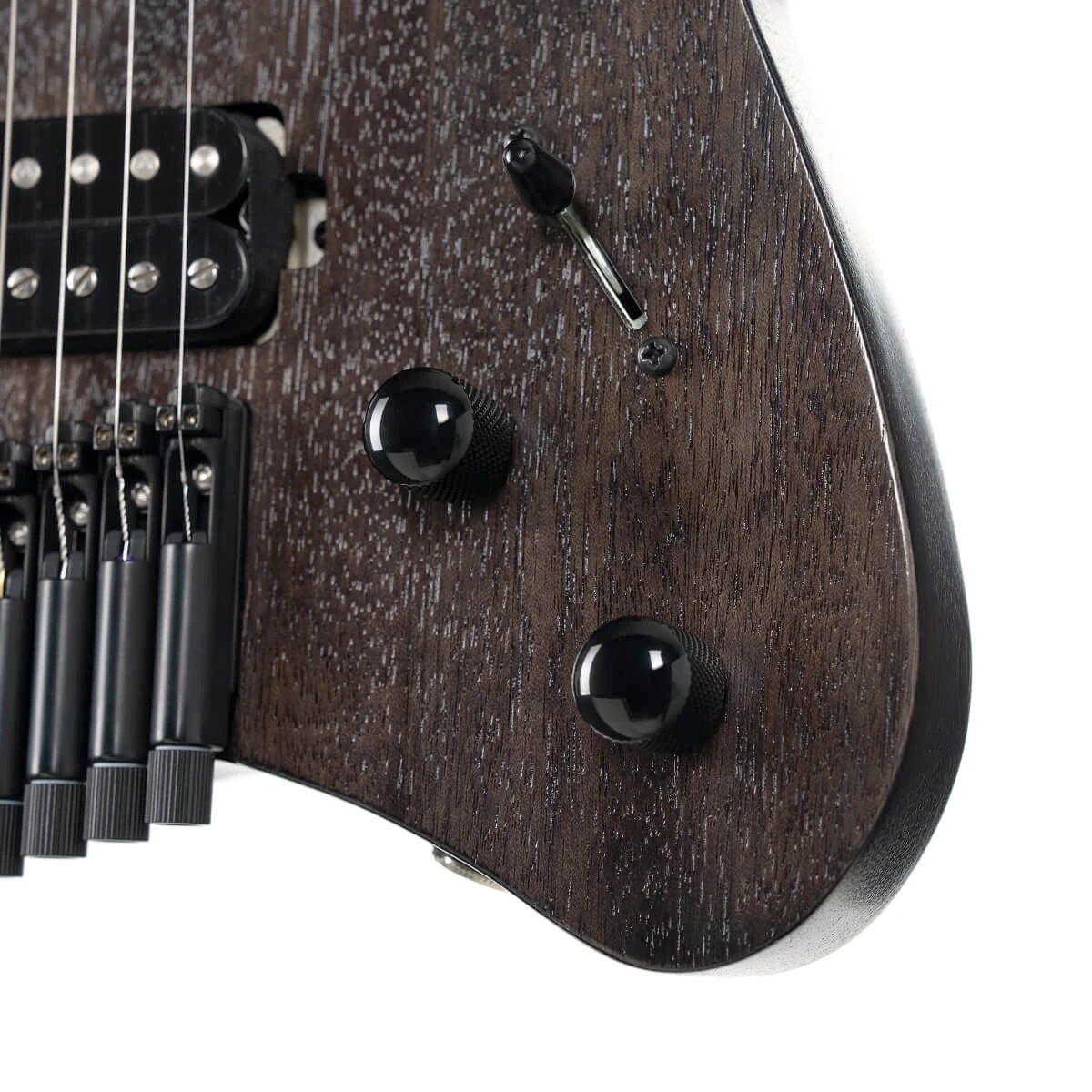 Guitarra eléctrica headless Cort Space G6MS Semi Gloss Trans Black Negro Transparente