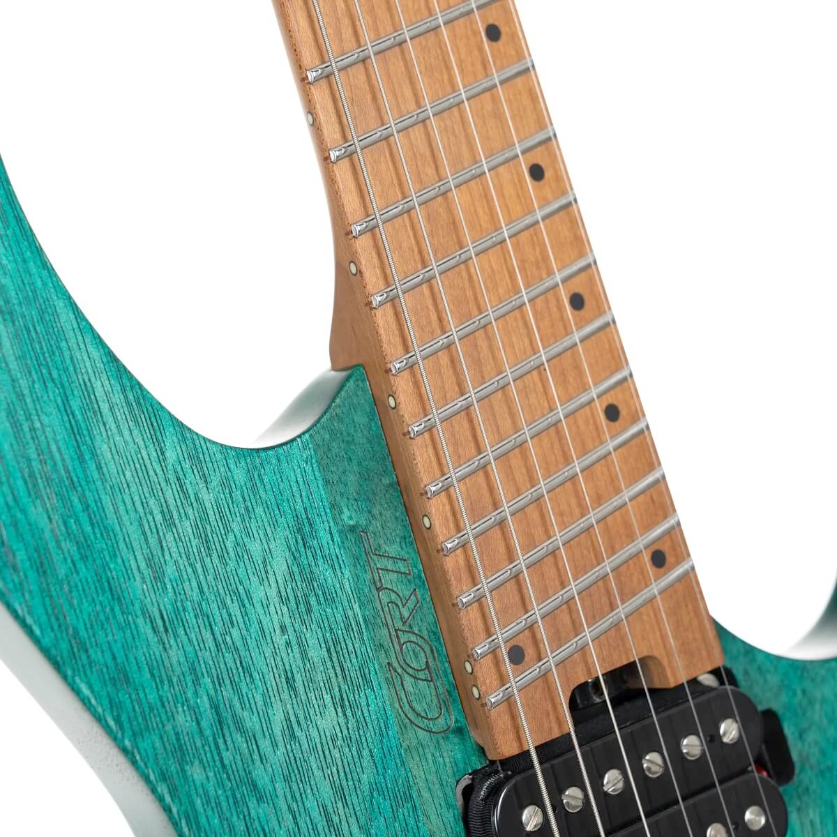 Guitarra eléctrica headless Cort Space G6MS Semi Gloss Turquoise Turquesa