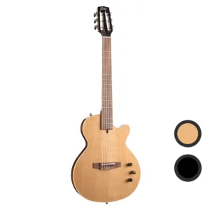 Guitarra Electroacústica de Cuerdas de Nylon Cort Sunset Nylectric II | Cuerpo Chambered de Caoba, Tapa de Abeto, Electrónica Fishman VTB y Funda Premium