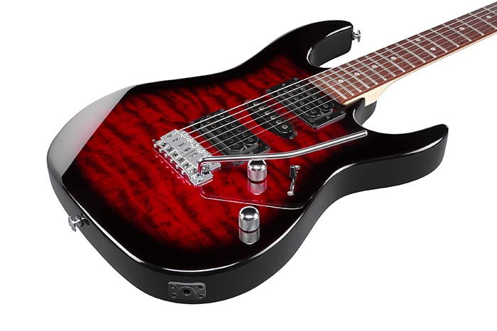 guitarra eléctrica Ibanez GRX70QA-TBR para principiantes